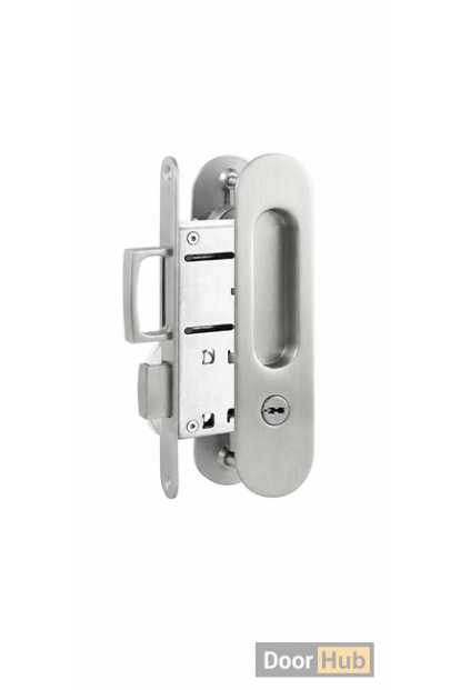 Silver Sliding Door Handle Set  – Telescopic Lock for Wooden & Aluminium Doors